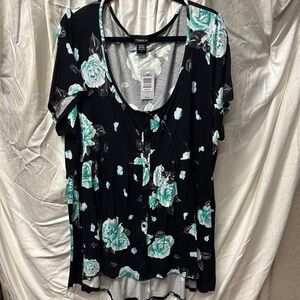 Torrid Black and Blue Buttoned Polo Blouse